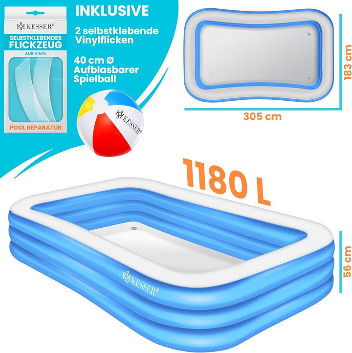 KESSER® Aufblasbarer Pool Familienpool für Kinder und Erwachsene Gartenschwimmbad Familienschwimmbad
