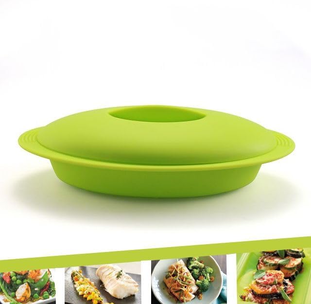 Franquihogar Papillote Silikon- – -Dampf-grün 28 cm – besonders Mikrowelle