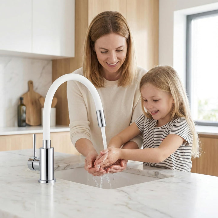 Wasserhahn Küche/Bad Flexibel, Hochdruck Armatur Küche mit 2 Strahlarten, Küchenarmatur Edelstahl We