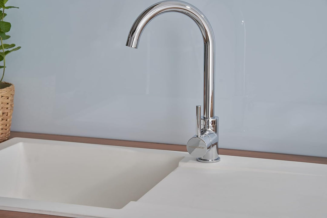 Respekta Denver Mineralite-Verbundstoffspüle in Weiss / 1 Becken Einbauspüle in 78 x 44 cm/Spülbecke