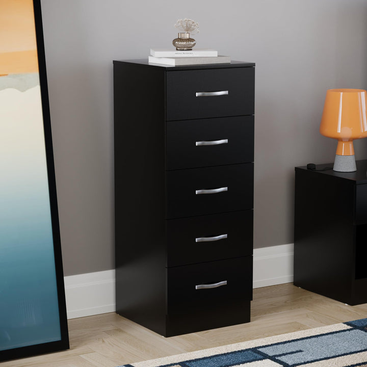Vida Designs Brust Schmale Kommode, Schwarz, 36D x 34.5W x 90H centimetres, Schwarz
