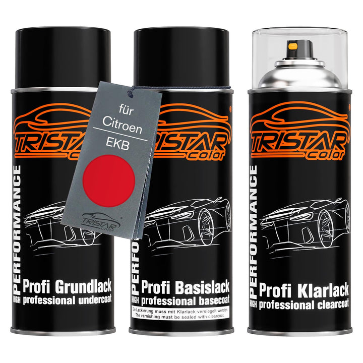 TRISTARcolor Autolack Spraydosen Set für Citroen EKB Rouge Vallelunga/Rojo Vallelunga Grundlack Basi