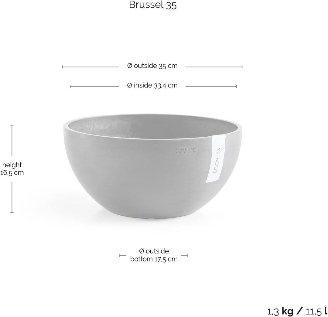 ECOPOTS Pflanzschale Blumentopf Brüssel Dunkelgrau - Durchmesser Ø 35 cm rund gross - Pflanzentopf a