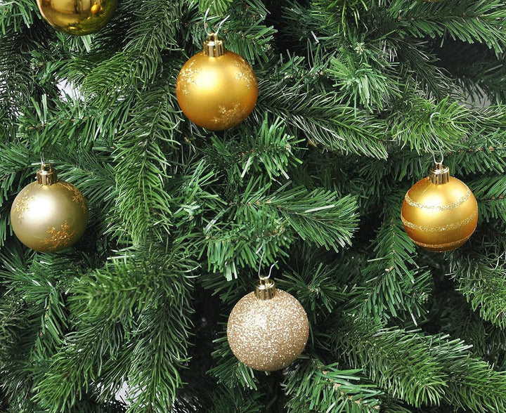 64x Kunststoff Christbaumkugeln 6cm Kugel Box Glanz Glitzer Matt Dekor Inge Glas, Farbe:Gold, Gold
