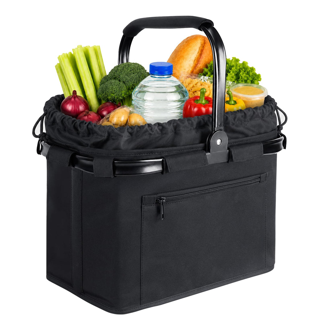 HRX Package 35L Einkaufskorb Faltbar mit Kordelzug und Gepolsterten Griffen,Grosser Faltbarer Korb,