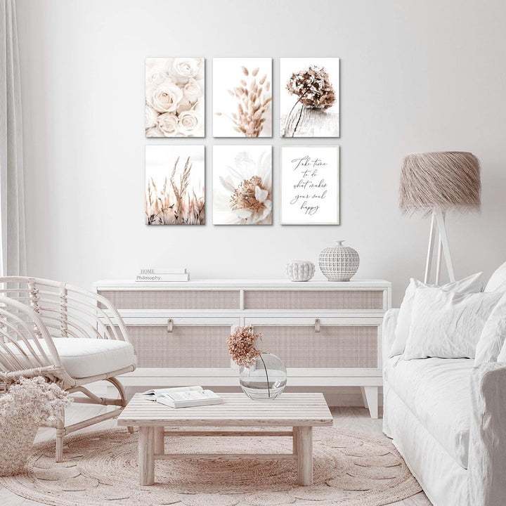 Novart Set Wandbilder - KEIN EXTRA RAHMEN BENÖTIGT - Wohnzimmer Schlafzimmer - Bilder Modern Boho Bl