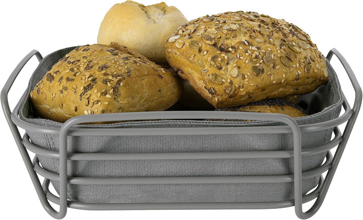 blomus -DELARA- Brotkorb Size L, quadratisch, herausnehmbare Stofftasche, stilvolles Design, 26 x 26