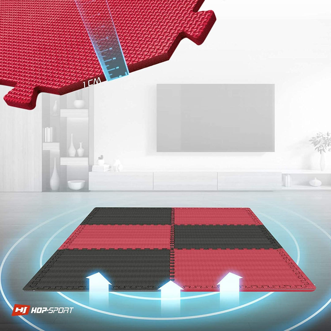 Hop-Sport Puzzlematte 6er Set - Unterlegmatte für Fitnessgeräte als Rutschfester Bodenschutz - Gröss
