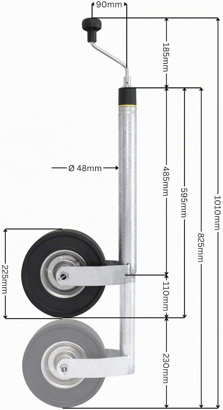 The Drive | Premium Anhänger-Stützrad Ø48 mm mit integrierter Stützlastanzeige | 150 kg Tragkraft –
