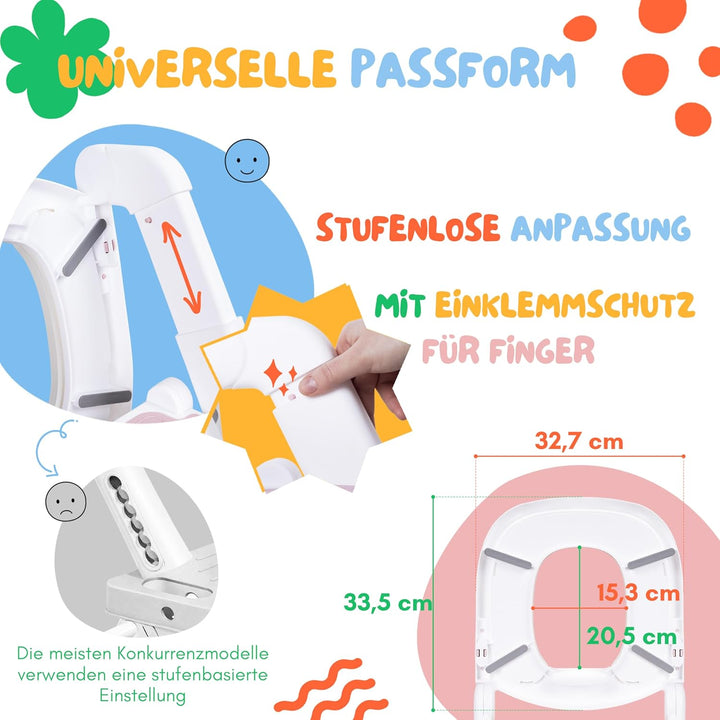 Toilettensitz Kinder mit Treppe Rosa ab 1,5 Jahren - 2-in-1 Toilettentreppe für Jungen und Mädchen -
