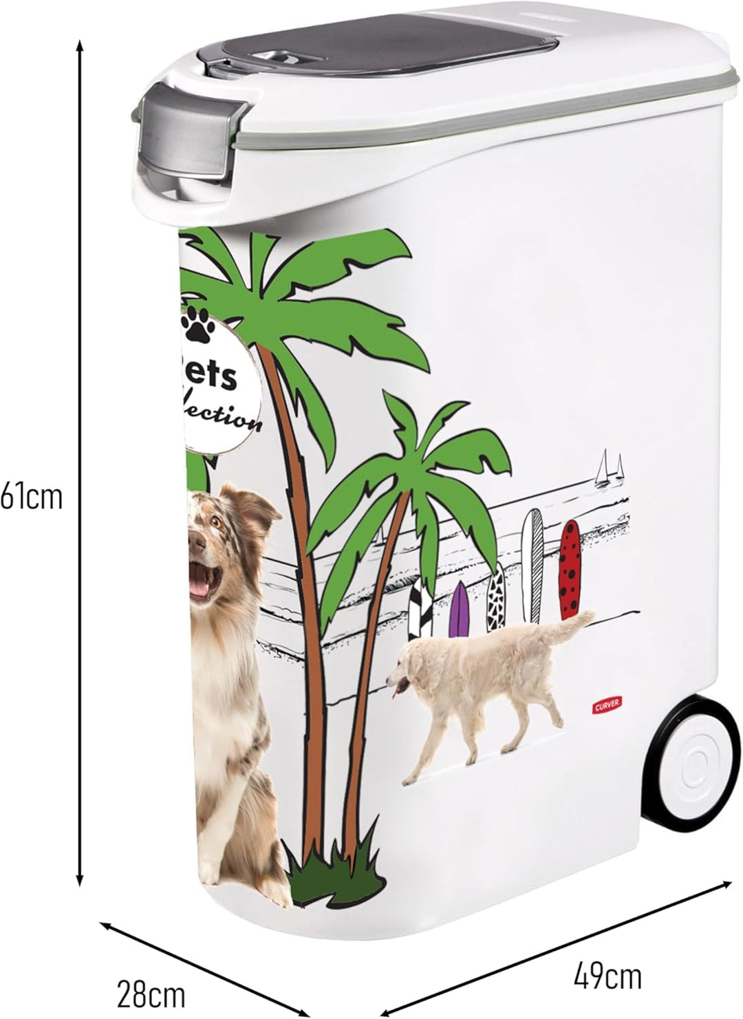 Curver Futterbehälter für Hunde – 20 kg / 54 l – Pets Collection – grosse luftdichte Aufbewahrung fü