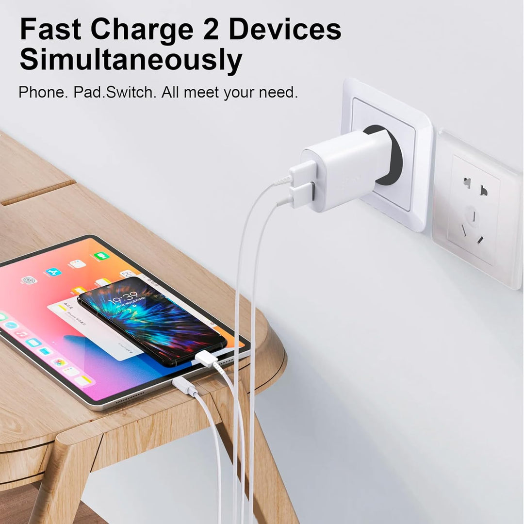 2er-Pack 25W USB C Ladegerät, Schnellladegerät Adapter Netzteil für iPhone 17/16/15/16 Pro/16 Pro Ma