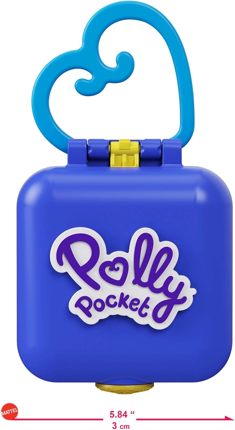 Polly Pocket GKJ44 - Shanis Tropischer Strand-Schatulle mit mobilem Eiswagen, Surfbrett, Delfinfigur