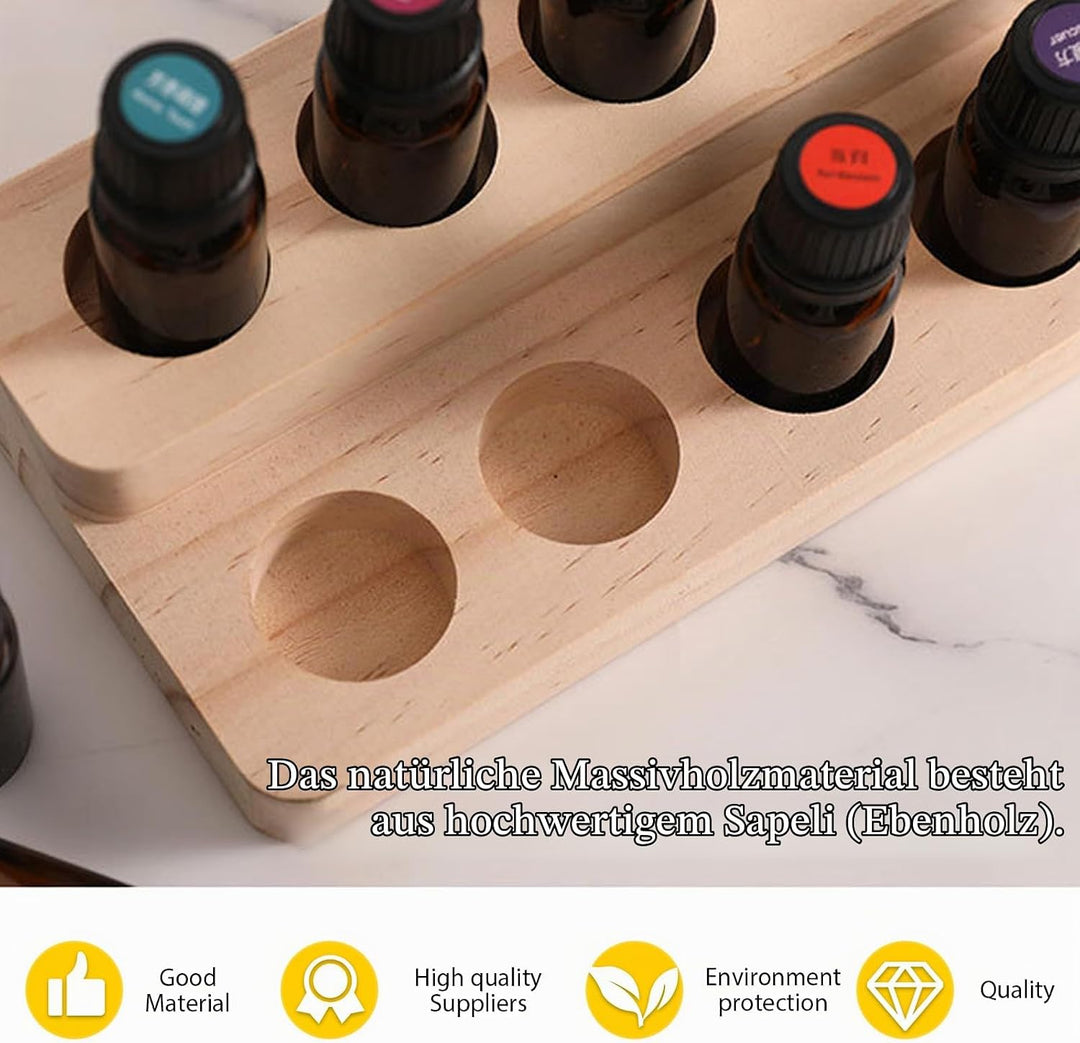 2 Ätherisches Öl Display Ständer: Aromatherapie Öle Hölzern Tragen Gestell, Doppelschichtige Aufbewa