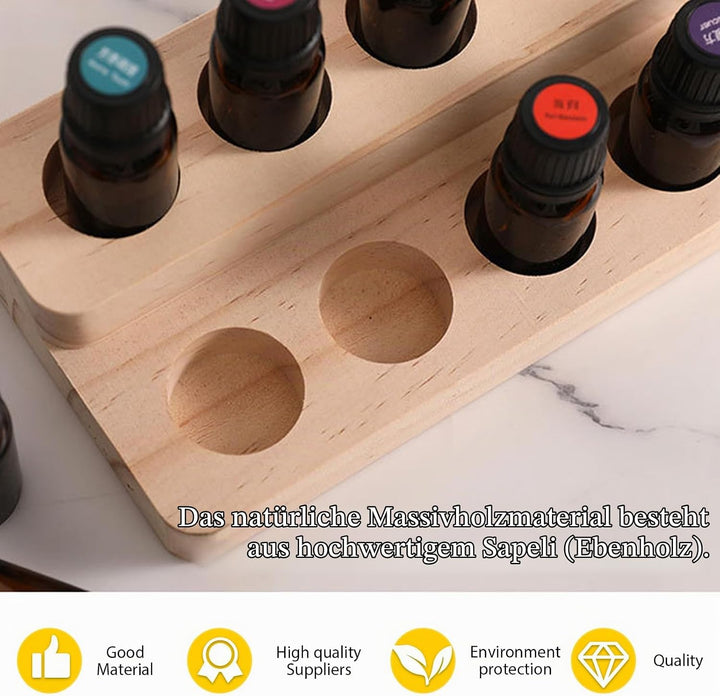2 Ätherisches Öl Display Ständer: Aromatherapie Öle Hölzern Tragen Gestell, Doppelschichtige Aufbewa