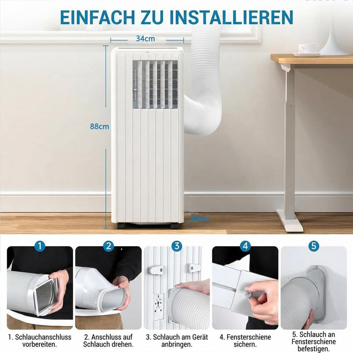 Garvee Klimaanlage Mobil Klimagerät 7000 BTU, 3 in 1 Kühlen Entfeuchten Lüftermodus Schlafmodus, 2.0