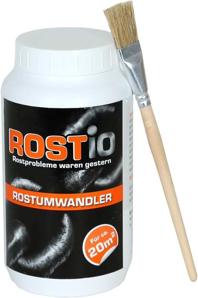 Rostio Rostumwandler & Grundierung | Hocheffektiver Rostkonverter mit Pinsel | 1 Liter (1 Stück), 1