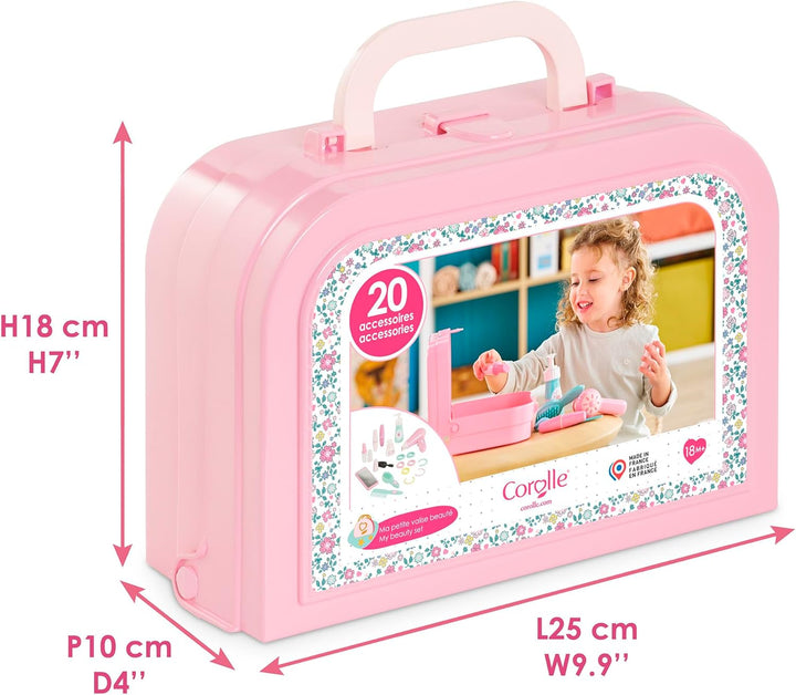 Corolle - 9000310060 - Mein Kleiner Beauty-Koffer, 20 Zubehörteile, für Puppen, ab 18 Monaten