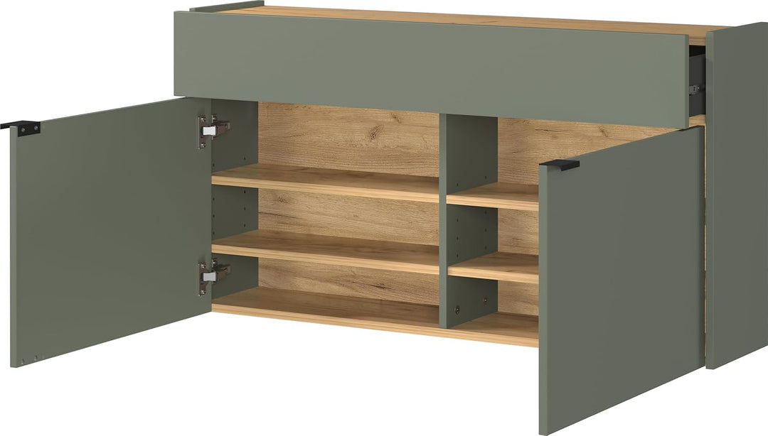 Germania Hängender Schuhschrank 1398-629 GW-Ameca, in Taupegrün/Eiche, geringe Tiefe, optimal für sc