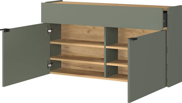 Germania Hängender Schuhschrank 1398-629 GW-Ameca, in Taupegrün/Eiche, geringe Tiefe, optimal für sc