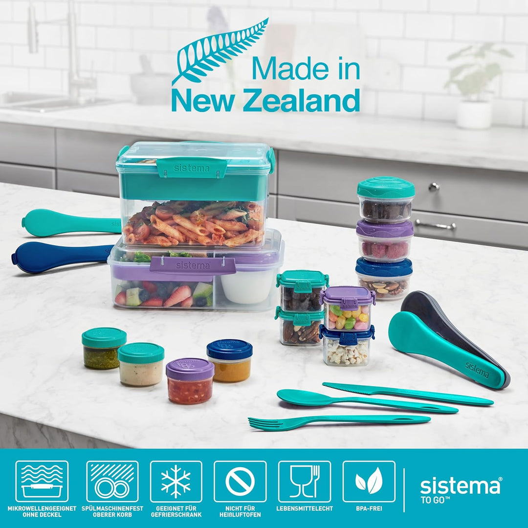 Sistema TO GO Bento-Box Cubes | 1,65 L | Brotdose für Pause mit Fächern und Snackbox | BPA-frei | 2