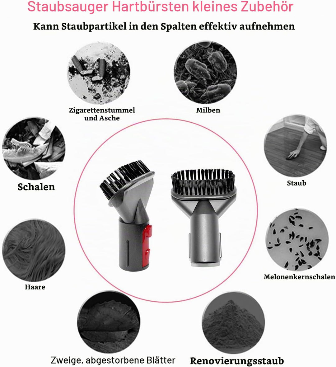 3 Stück Rückstandsloser Staubpinsel Staubsauger Zubehör Set, Kratzfreie Staubbürste für Dyson Schlau
