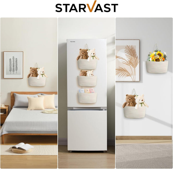 STATVAST 2 Stück Hängeorganizer Organizer Wand, weiss Premium Leinen Organizer mit 3 stufiger Hängek
