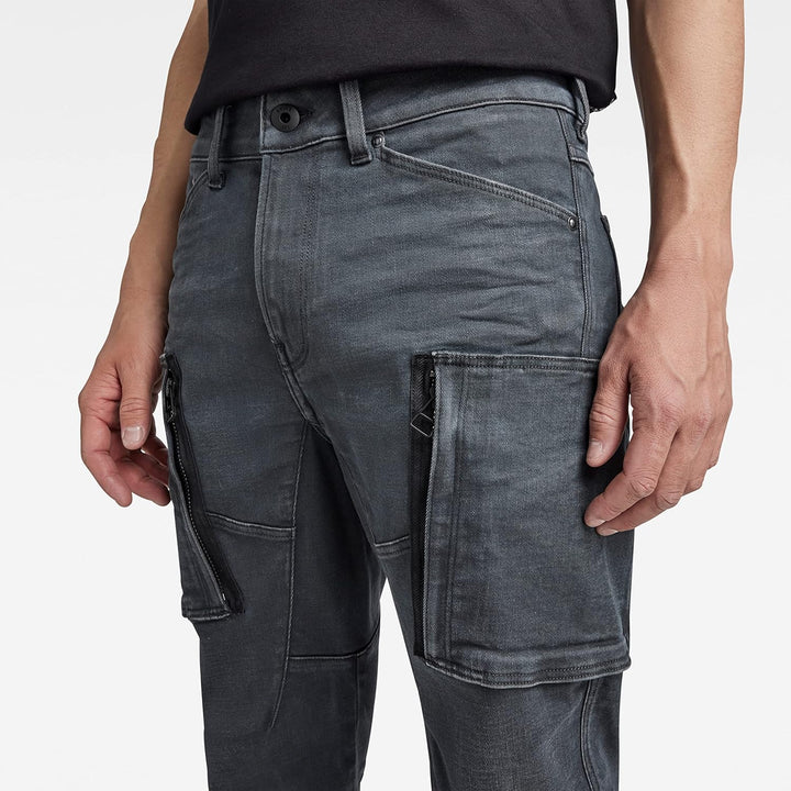 G-STAR Herren Jeans Denim Cargo 3D Skinny Fit Jeans 28W / 32L Grau (Worn in Tornado D22075-d185-d353