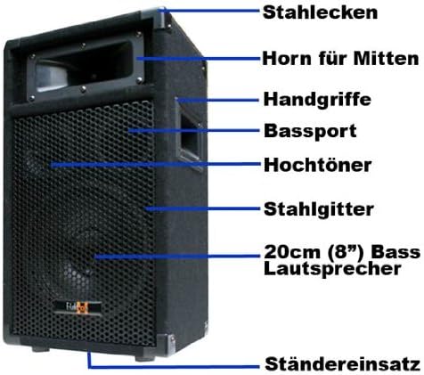 E-Lektron 2X 400W DJ Party Lautsprecher Boxen Paar - 8" Bass PW20