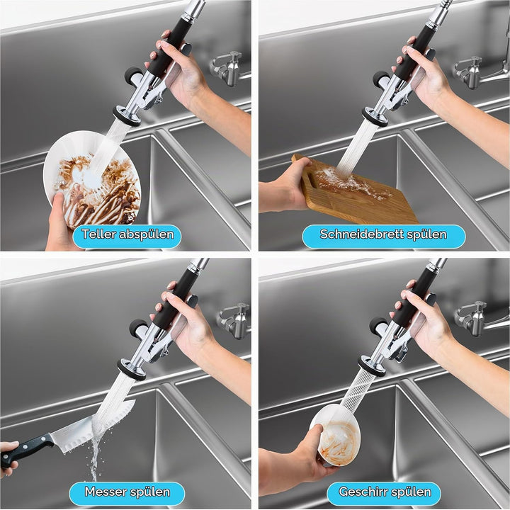 KULACO Profi Gastro Handbrause, Messing Geschirrbrause, Spülbrause Universeller 1/2" Anschluss Gastr