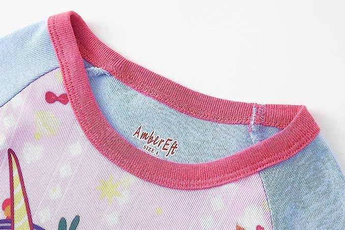 SOIBEEN Mädchen Pyjamas Set Pyjamas 100% Baumwolle PJs Langarm Kurzarm Nachtwäsche 2-12 Jahre 3d Ein