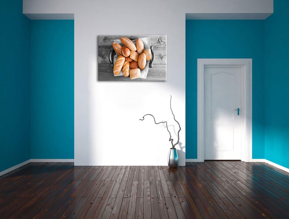 Leckere Knusprige Brötchen schwarz/weiss Format: 100x70 auf Leinwand, XXL riesige Bilder fertig gera