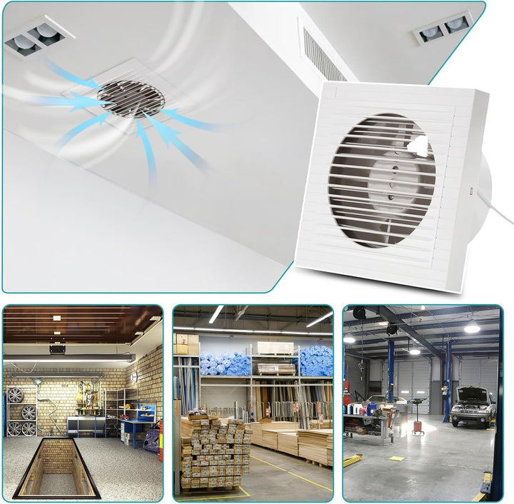 Badlüfter 100 mm – Leiser Abluftventilator für Bad, WC und Küche, mit Kupfermotor, 130 m³/h, gegen F