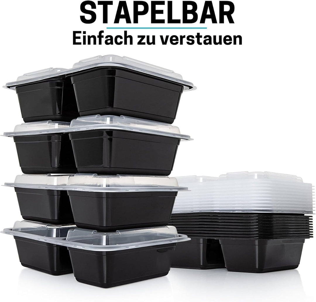 [20er Pack] 2-Fach Meal Prep Container Von Igluu - Essensbox, Lunchbox Mikrowellengeeignet, Spülmasc