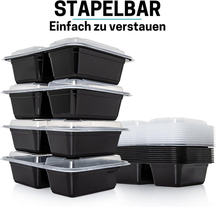 [20er Pack] 2-Fach Meal Prep Container Von Igluu - Essensbox, Lunchbox Mikrowellengeeignet, Spülmasc