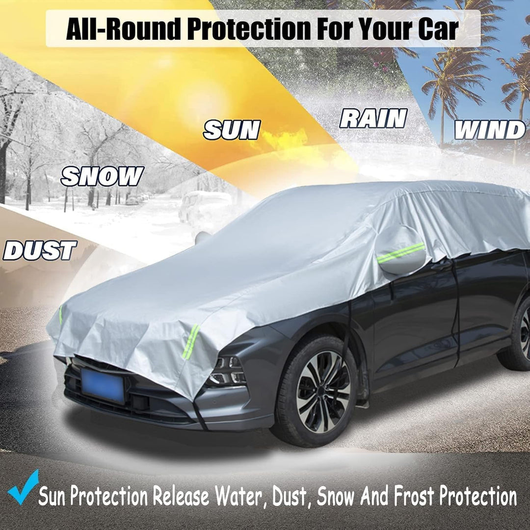 Halbgarage für Auto Windschutzscheibe Abdeckplane Winter, Halbe Autoabdeckung Universal Halbabdeckun