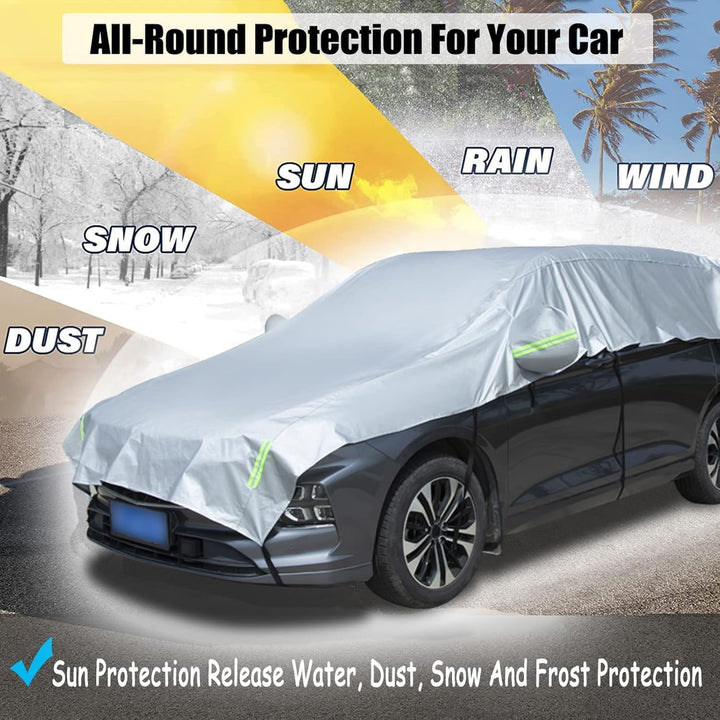 Halbgarage für Auto Windschutzscheibe Abdeckplane Winter, Halbe Autoabdeckung Universal Halbabdeckun
