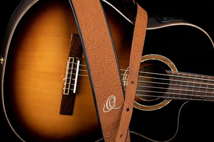 Ortega Guitars Echtleder Gitarrengurt längenverstellbar - Akustik Gitarre / Bass, E-Gitarre, E-Bass