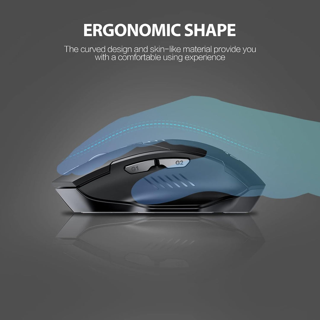 inphic Bluetooth Maus, Multi-Device Silent wiederaufladbare Bluetooth Funkmaus (Tri-Mode: BT 5.0/4.0
