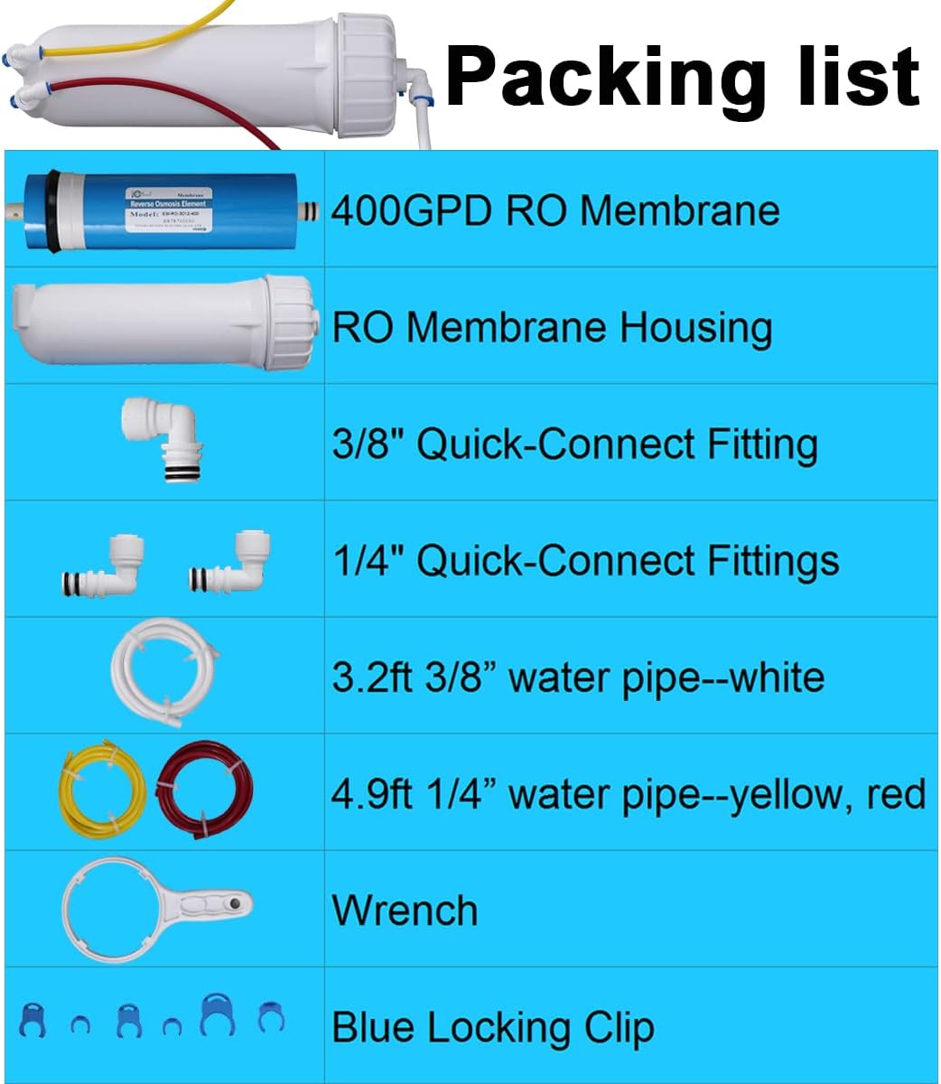 Huining 3012-400GPD Umkehrosmose-Membrangehäuse-Set mit 3/8 1/4 Schnellverbinder, Wasserleitung, Sch