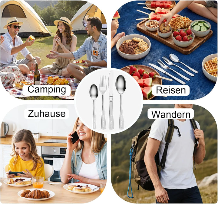 Personalisiert Besteck Set für Kinder Erwachsene,4 STK Essbesteck mit Gravur,Messer Gabel Löffel Set