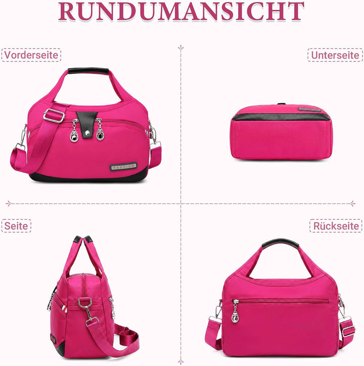 DIRRONA Damen Umhängetasche Multi Pocket Crossbody Bag Schultertaschen Leicht Handtasche Waterproof