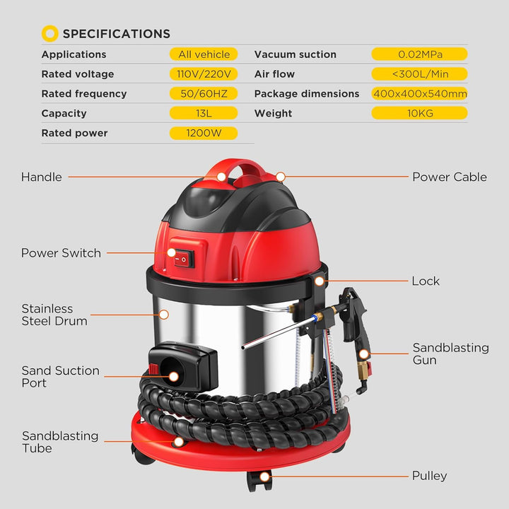 Walnuss Blaster,HTS558 Walnuss Sand DE-Carbon Reiniger,Automobil Walnuss Blaster Reiniger,1200W Moto