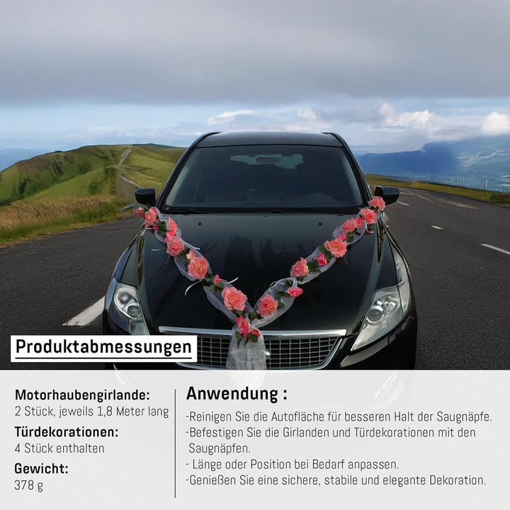 Rosen Girlande Braut Paar Rose Deko Dekoration Autoschmuck Hochzeit Car Auto Wedding ®Auto-schmuck D
