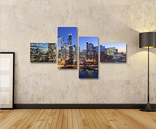 islandburner Bild Bilder auf Leinwand Chicago V3 Skyline Downtown 4L XXL Poster Leinwandbild Wandbil