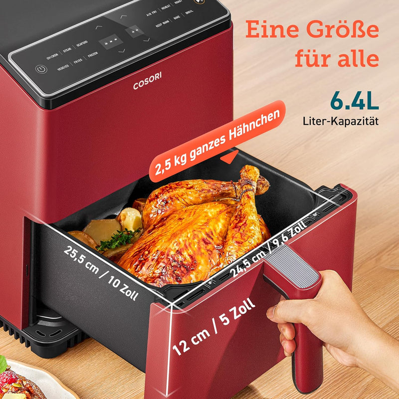 COSORI Heissluftfritteuse XXL, Dual Blaze, 6,4 L(1.81kg) Wifi verbunden, Airfryer mit 12 Multifunkti