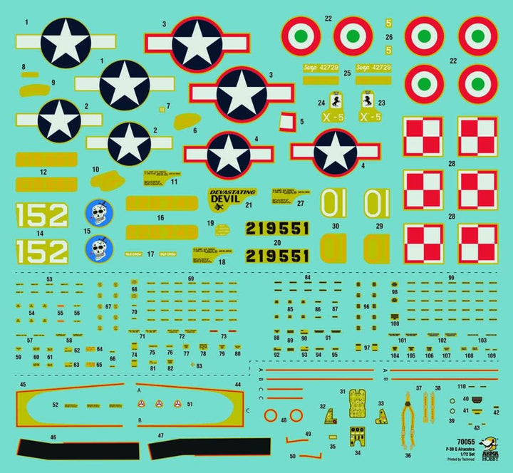 Assembly Model kit Made from Plastic P-39Q Airacobra (70055) in Scale 1/72