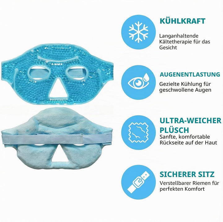 2 Stück Wiederverwendbare PVC-Gel Augenmaske, Kalt- und Warmtherapie Halbgesichts-Kompressen für Sch