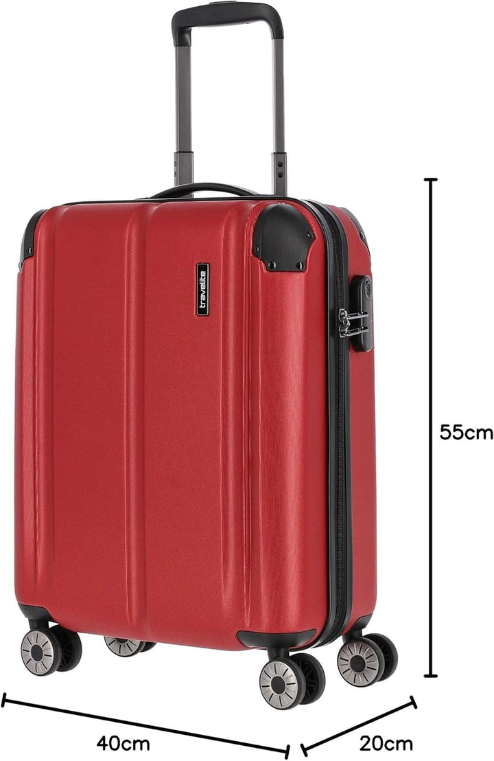 travelite 4-Rad Handgepäck Koffer erfüllt IATA Bordgepäckmass, Gepäck Serie City: Robuster Hartschal