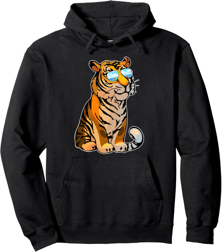 Tiger Wearing Beach Sunglasses Cool Pullover Hoodie